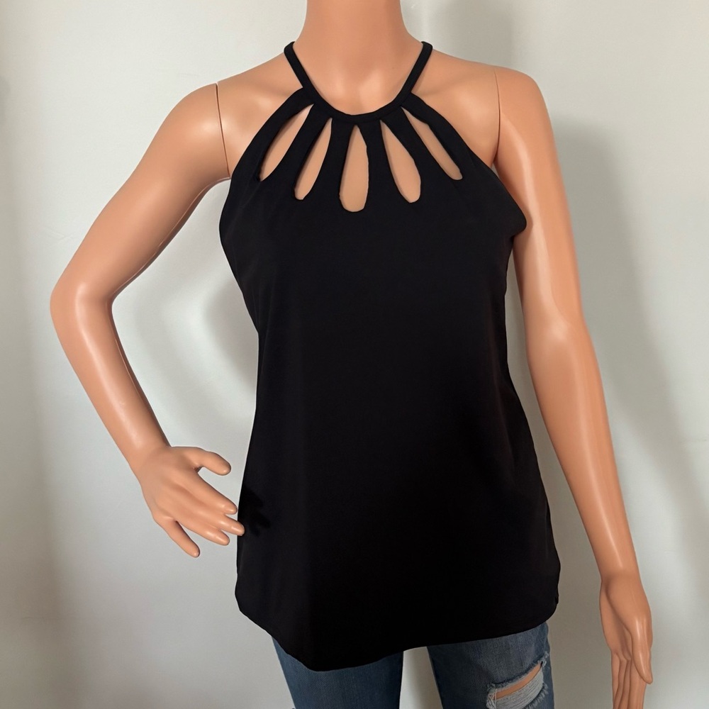 Elegant Black Cut Out Sleeveless Tank Top